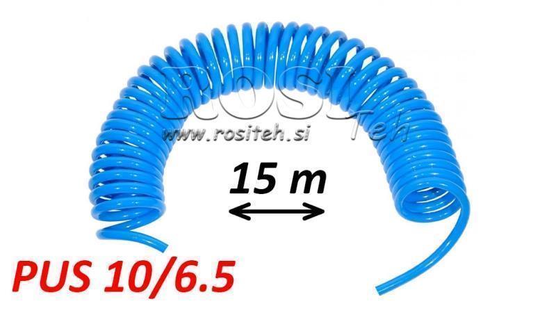 PUS 10/6.5 15m NON ASSEMBLÉ TUYAU SPIRAL AIR BLEU