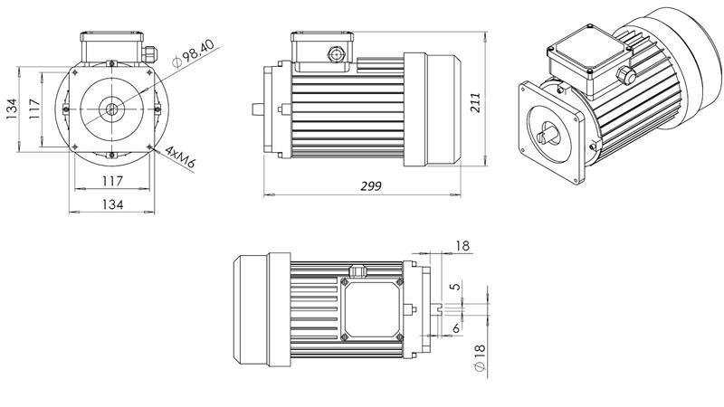 MOTEUR DE REMPLACEMENT POUR AGRÉGAT HYDRAULIQUE 380V 2.2kW