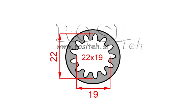 ADAPTATEUR CARDAN BAGUE 22x19 (13 CANNELURES) (45 mm)