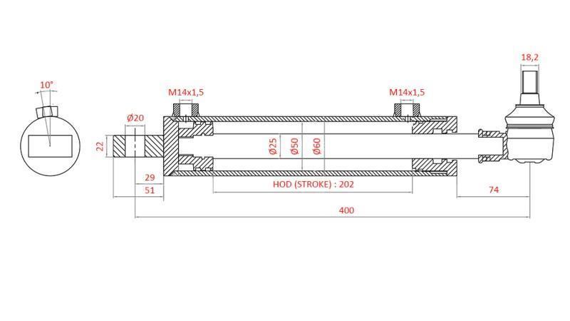 HIDRAVLIČNI VOLANSKI CILINDER FIAT-NEW HOLLAND OEM-5189891