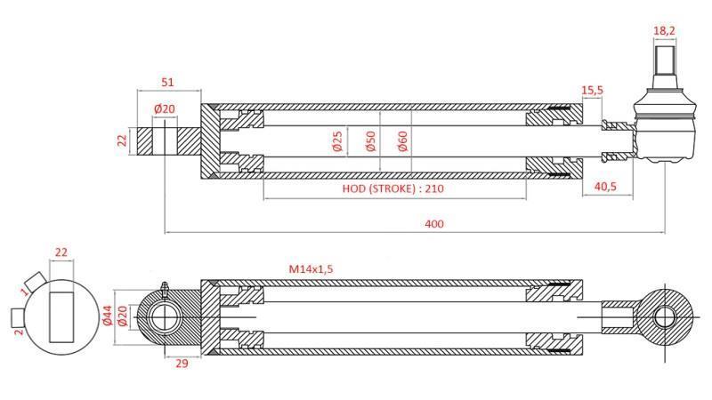 CYLINDRE DE DIRECTION HYDRAULIQUE FIAT-NEW HOLLAND OEM-5189888