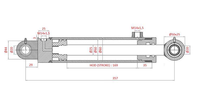 CYLINDRE DE DIRECTION HYDRAULIQUE FIAT-NEW HOLLAND OEM-4997919, 4998944, 4998945, 5110840, 5125262