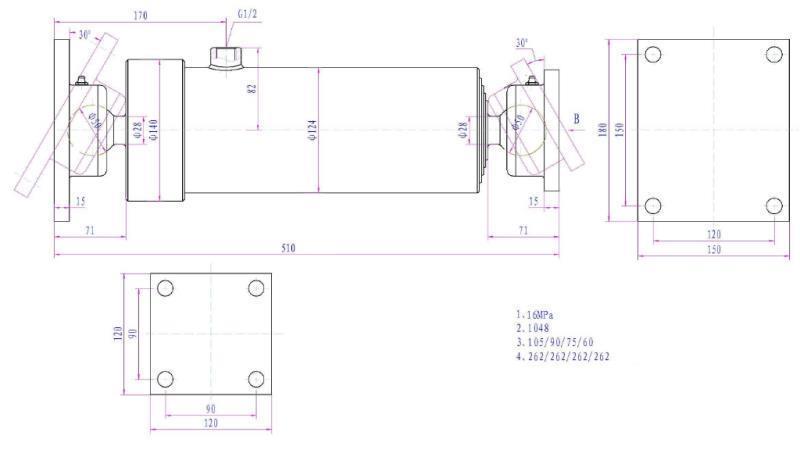 VÉRIN TÉLESCOPIQUE 4 ÉLEMENTS 1050MM K4B-10T