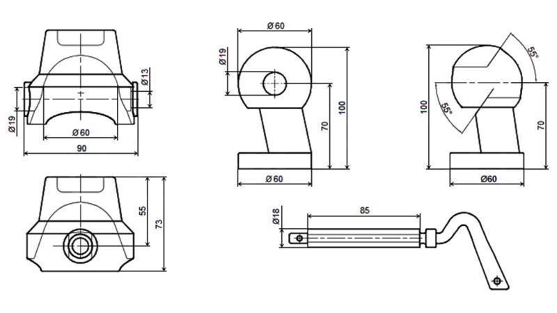 ENSEMBLE DE SUPPORTS POUR BENNE À ORDURES FI60