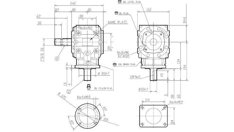 RÉDUCTEUR D'ANGLE T-310J 1:3 (30HP-22kW)