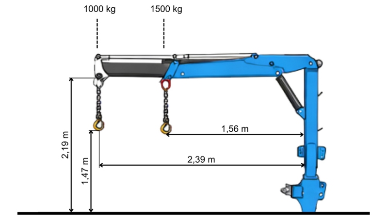 GRUE TROIS POINTS POUR TRACTEUR – BRAS HYDRAULIQUE 1200 KG