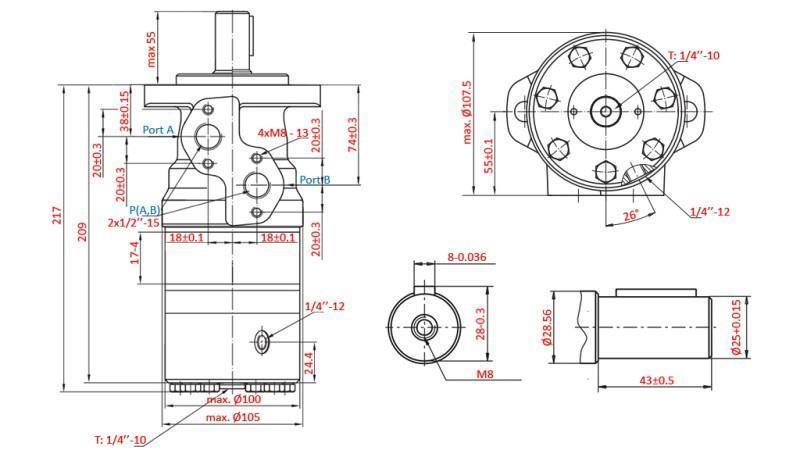 HYDROMOTEUR B/MR 100 - AVEC FREIN