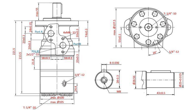 HYDROMOTEUR B/MR 125 - AVEC FREIN