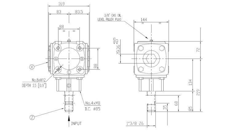 ENGRENAGE D'ANGLE TB-19J 1.46:1 (23HP-16.9kW)