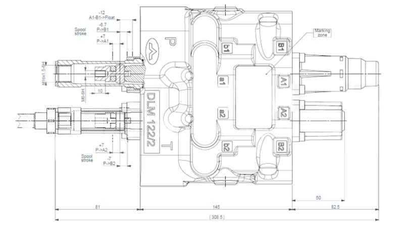 VANNE DE CONTRÔLE HYDRAULIQUE DLM-122/2 2xZ80 L/MIN SENSIBILITÉ DE CHARGE AVEC FONCTION FLOTTANTE