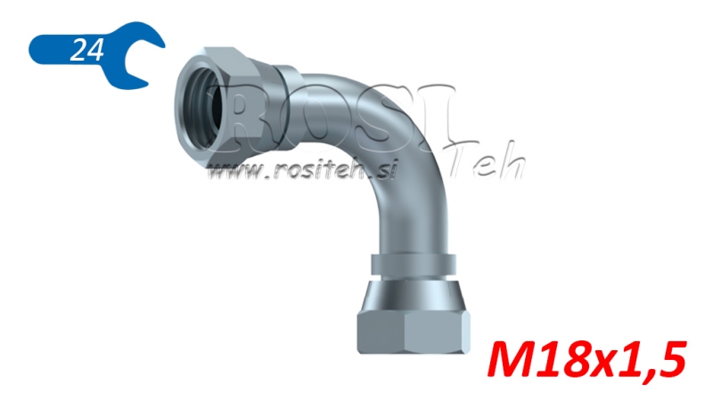 COUDE HYDRAULIQUE 90° FEMELLE-FEMELLE M18X1.5