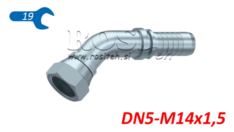 HIDRAVLIČNI PRIKLJUČEK BSP ŽENSKI KOLENO 45° DN5-M14x1,5