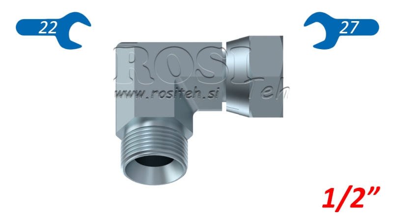 HIDRAVLIČNO KOLENO 90° BSP KRATKO VRTLJIVA MATICA-MOŠKO 1/2