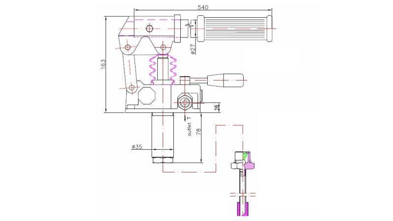 POMPE MANUELLE 45CC -DD- BIDIRECTIONNELLE - dimensions