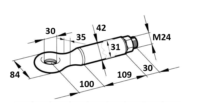 CROCHET DE TRACTION ROTATIF FI30 2500/400KG