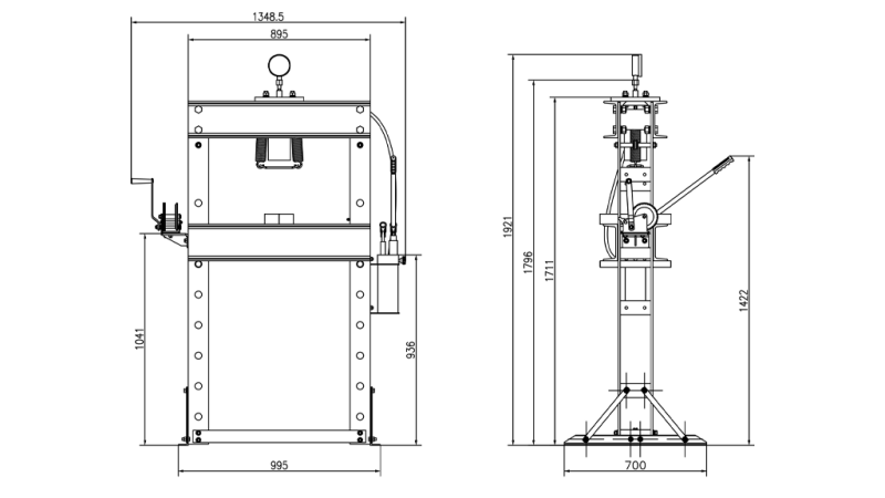 ATELIER PRESSE HYDRAULIQUE POUR ROULEMENTS 50T - deux vitesses