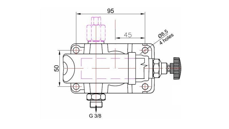 POMPE MANUELLE 12CC -SD- UNIDIRECTIONNELLE - dimensions