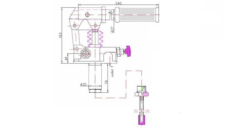 POMPE MANUELLE 12CC -SD- DIRECTION UNIQUE - dimensions