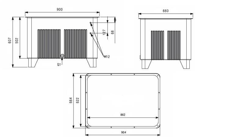 RÉSERVOIR POUR AGRÉGAT HYDRAULIQUE TYPE MPN 250 LIT - dimensions