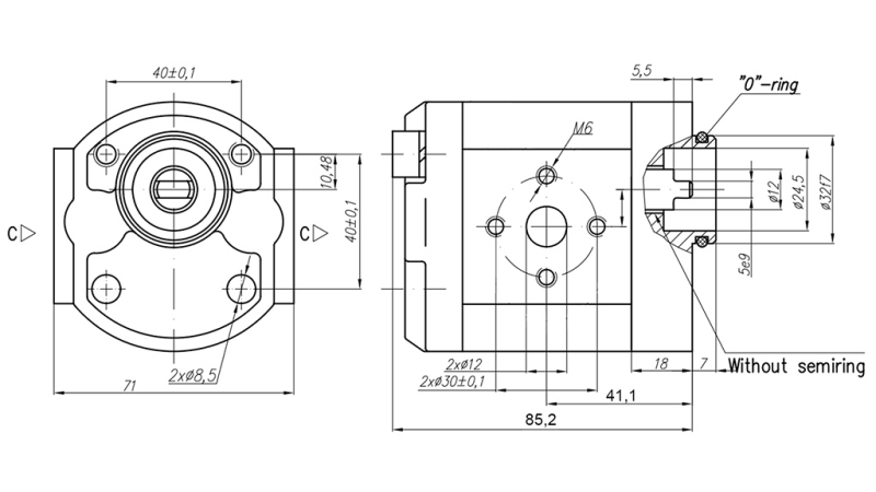 POMPE HYDRAULIQUE 10C2X179 GR.1 - 2cc - DROITE