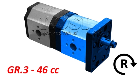 POMPE HYDRAULIQUE AVANT GROUPE 3 –46 cm³ – ROTATION A DROITE (REFERENCE : 30C46X241)