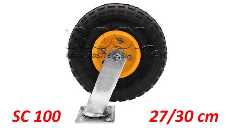 ROUE PNEUMATIQUE 27/30cm AVEC BASE ROTATIVE SC100