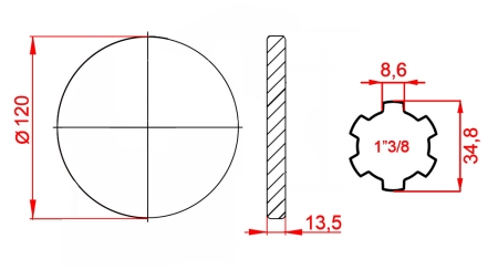 ADAPTATEUR CARDAN AVEC BRIDE 1-3/8 (125 mm)
