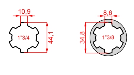 ADAPTATEUR CARDAN AVEC GOUPILLE DE 1-3/8 À 1-3/4 (165 mm)