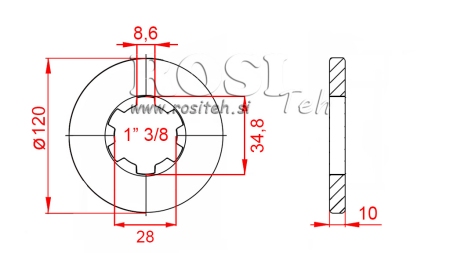 ADAPTATEUR CARDAN AVEC BRIDE ET GOUPILLE 1-3/8 (80 mm)