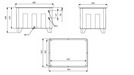 RÉSERVOIR POUR AGRÉGAT HYDRAULIQUE TYPE MPN 100 LIT - dimensions