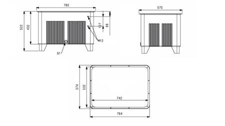 RÉSERVOIR POUR AGRÉGAT HYDRAULIQUE TYPE MPN 160 LIT - dimensions