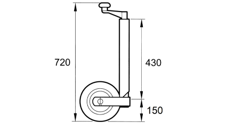 PATTES DE SUPPORT FILETÉES AVEC ROUE POUR REMORQUES 250MM 400KG