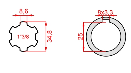 KARDANSKI NASTAVEK 1-3/8 - LUKNJA fi 25 mm (145 mm)