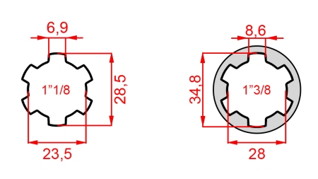 KARDANSKI NASTAVEK iz 1-3/8 na 1-1/8 (140 mm)