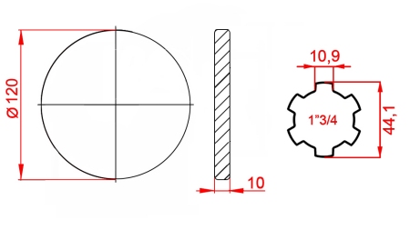 ADAPTATEUR CARDAN AVEC BRIDE 1-3/4 (120 mm)