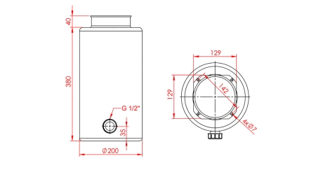 RÉSERVOIR MÉTALLIQUE ROND PP 12 LITRES HORIZONTAL-VERTICAL