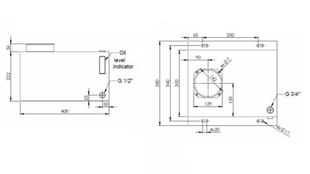BOÎTE DE RÉSERVOIR EN MÉTAL PP 25 LITRES HORIZONTAL-VERTICAL-dimensions