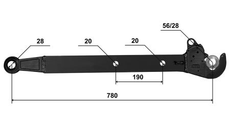 PAIRE DE BRAS DE RELEVAGE POUR ATTELAGE BARRE DE POUSSEE DE TRACTEUR CBM 70×20 MM – 780 MM, JUSQU’A 75CH