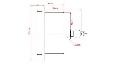 MANOMÈTRE DN63 ARRIÈRE 0 - 40 BAR - 1/4