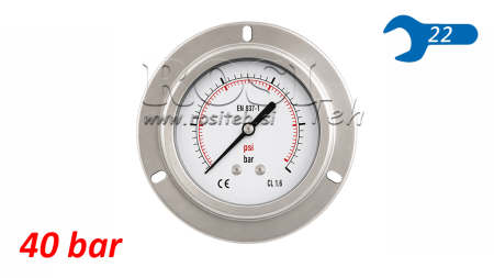 MANOMÈTRE DN100 ARRIÈRE 0 - 40 BAR - 1/2