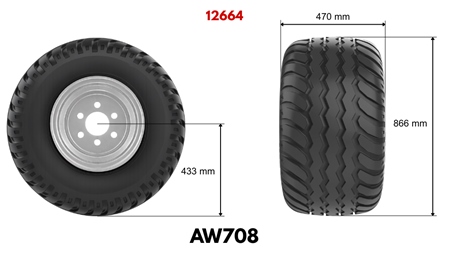 19.0/45-17 PNEUMATIQUE AW708 14PL AVEC JANTE 16,00X17