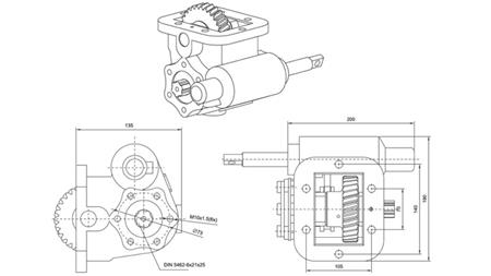 Dimensions ENTRAÎNEMENT POMPE HYDRAULIQUE - ZF- MB 800 CÔTÉ