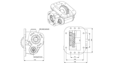 Dimensions SORTIE POUR POMPE HYDRAULIQUE - SCANIA GR 900