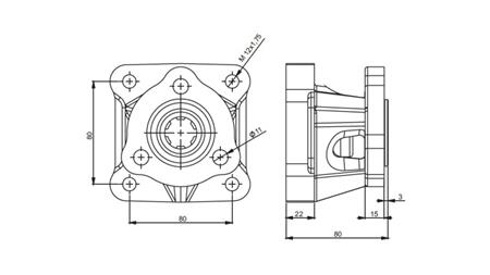 Dimensions ADAPTATEUR 3X4 POUR POMPE EN FONTE