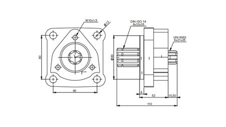Dimensions ADAPTATEUR 4X3 POUR POMPE EN FONTE