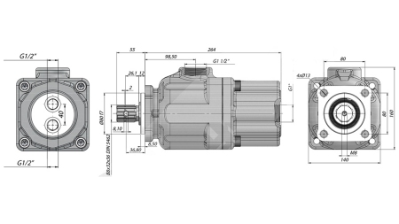 POMPE HYDRAULIQUE A PISTON - TANDEM 50+50CC