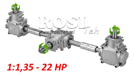 ENSEMBLE DE RÉDUCTEURS 1:1,35 (22HP-16kW) POUR ÉPANDEUR À FUMIER L:770 - ALU