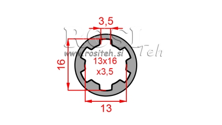 ADAPTATEUR CARDAN BAGUE 13x16x3,5 (6 CANNELURES) (40 mm)