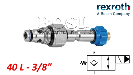 CARTOUCHE 2/2 A CLAPET NORMALEMENT FERME, REXROTH G3/8- 40-L/MIN-SANS BOBINE