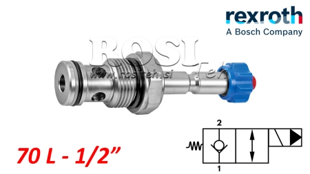 CARTOUCHE 2/2 A CLAPET NORMALEMENT OUVERT, REXROTH G1/2-70-L/MIN-SANS BOBINE